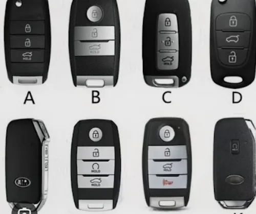 Ejemplos de controles y llaves automotrices